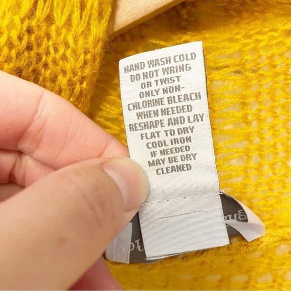 Soft Surroundings | Yellow Wool Blend Long Knit Cardigan/ W Metallic Details PXS - Picture 4 of 7